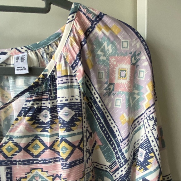 Canyon Retreat Shirt Size 2XL Blouse Aztec southwest tie front Relaxed Fit top - Picture 8 of 16